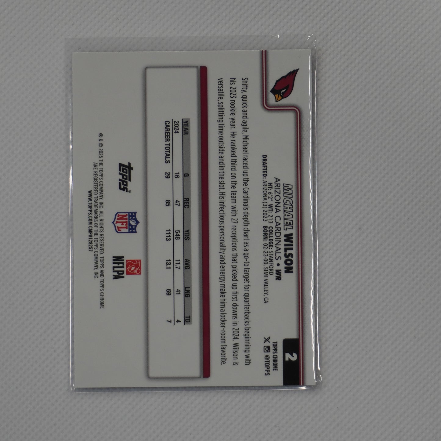 2025 Topps Chrome #2 Michael Wilson X-Fractor Arizona Cardinals