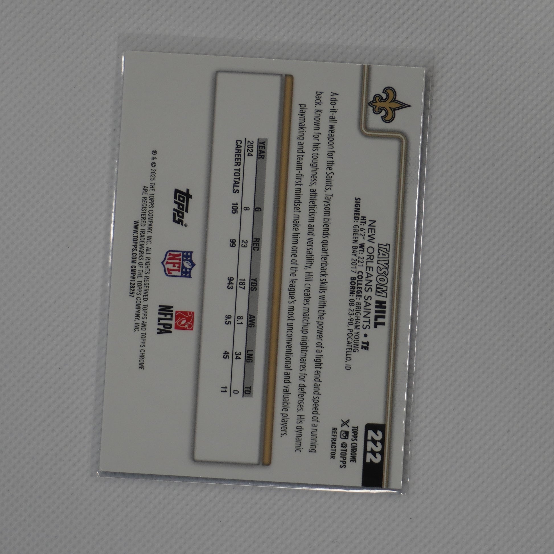 2025 Topps Chrome #222 Taysom Hill Refractor New Orleans Saints