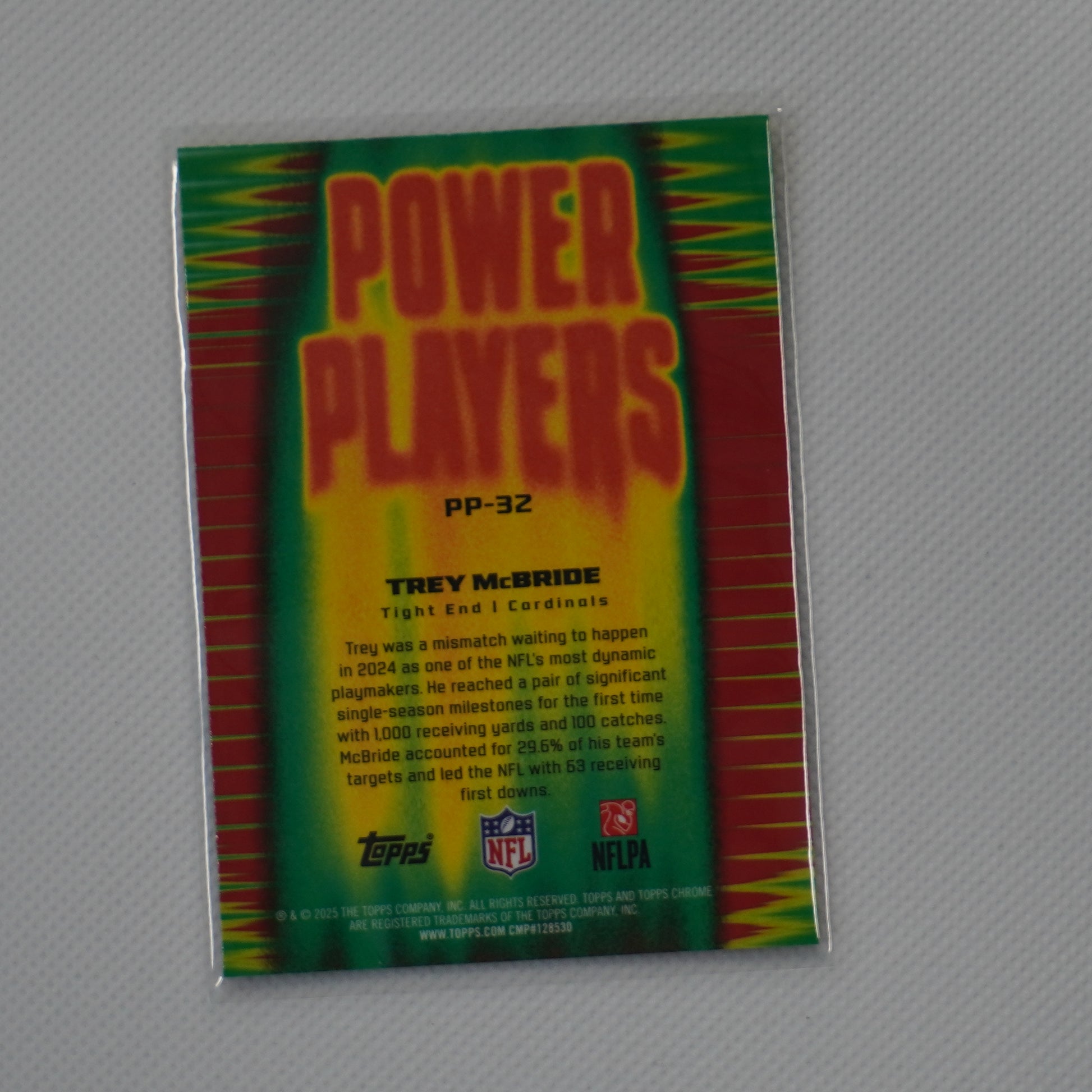 2025 Topps Chrome #PP-32 Trey McBride Power Players X-Fractor Arizona Cardinals