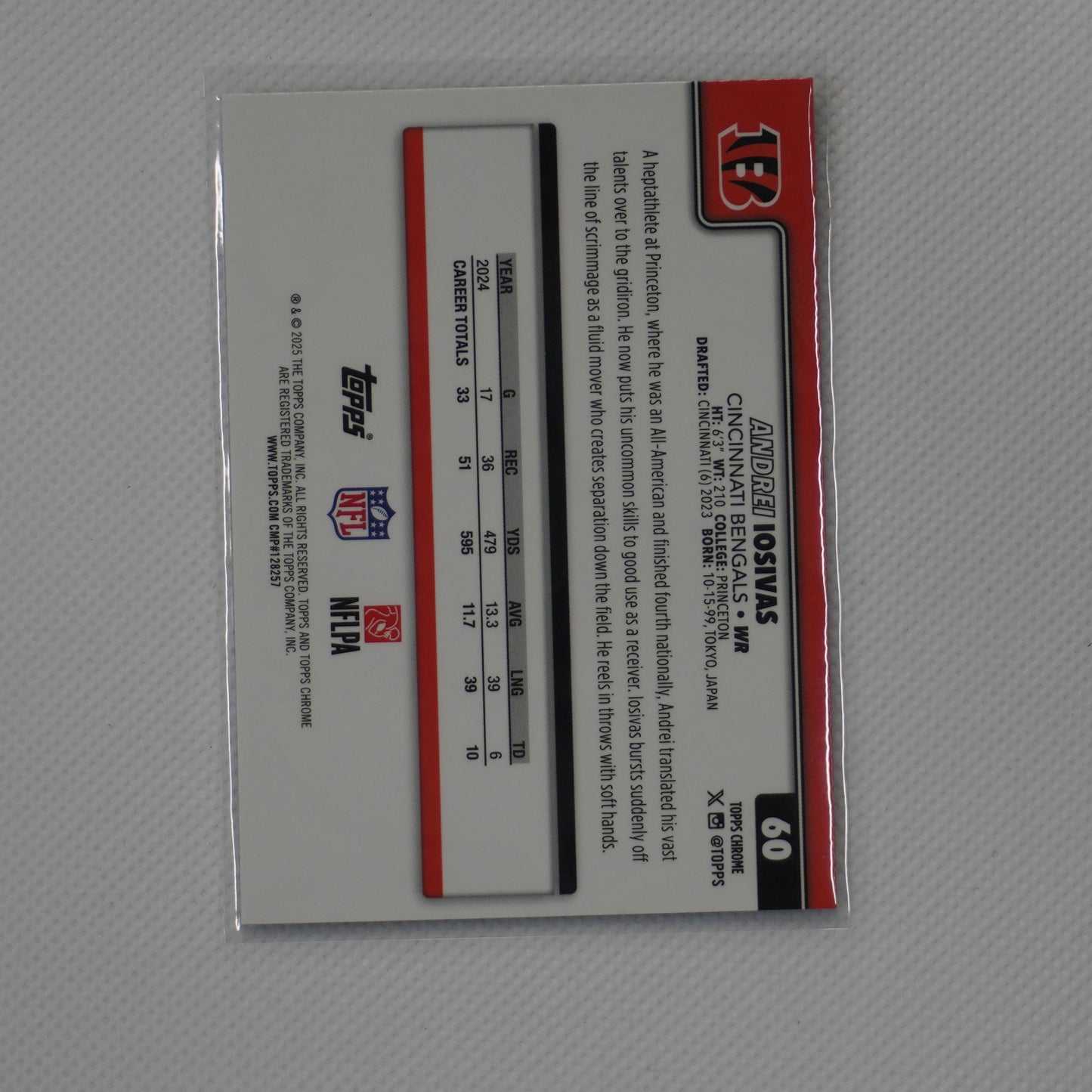 2025 Topps Chrome #60 Andrei Iosivas X-Fractor Cincinnati Bengals
