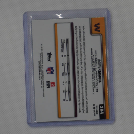 2025 Topps Chrome #294 Deebo Samuel Lime Green X-Fractor Washington Commanders