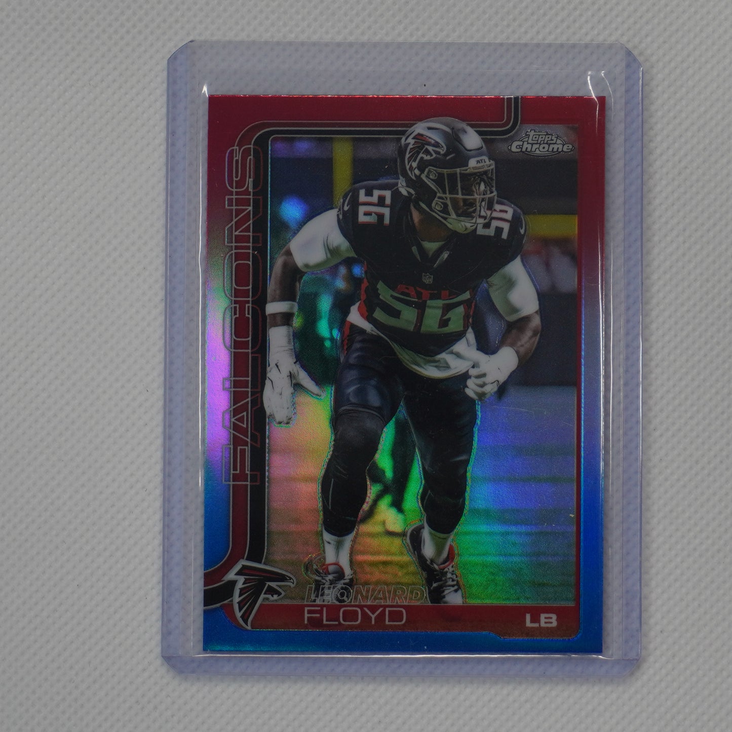 2025 Topps Chrome #18 Leonard Floyd Red White and Blue Refractor Atlanta Falcons
