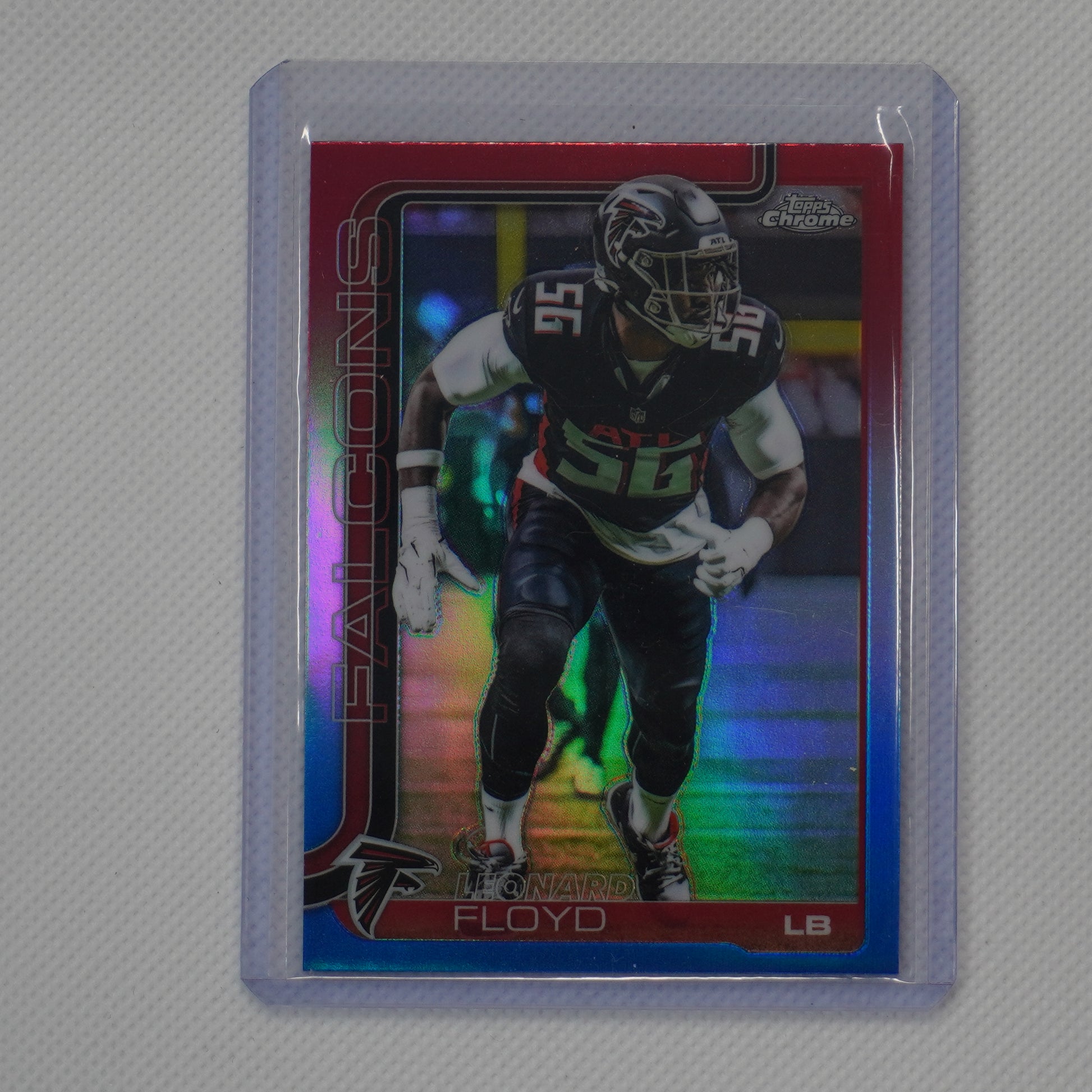 2025 Topps Chrome #18 Leonard Floyd Red White and Blue Refractor Atlanta Falcons