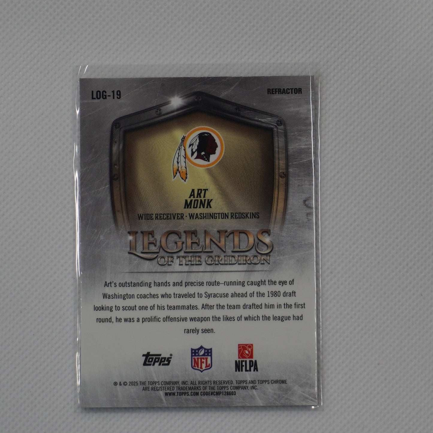 2025 Topps Chrome #LOG-19 Art Monk Legends of the Gridiron Refractor Washington