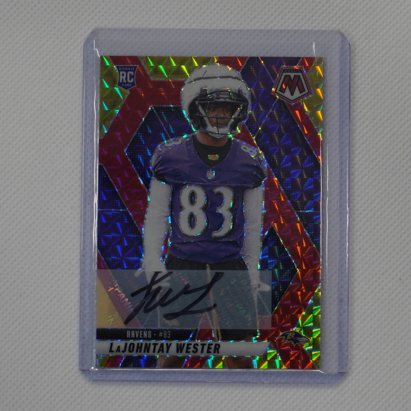 2025 Panini Mosaic #366 LaJohntay Wester Auto Choice Fusion Red and Yellow