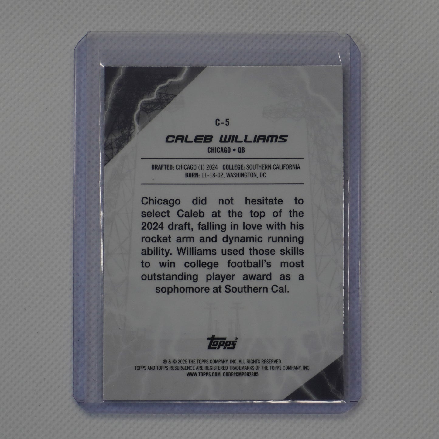 2024 Topps Resurgence #C-5 Caleb Williams Conductors Chicago Bears