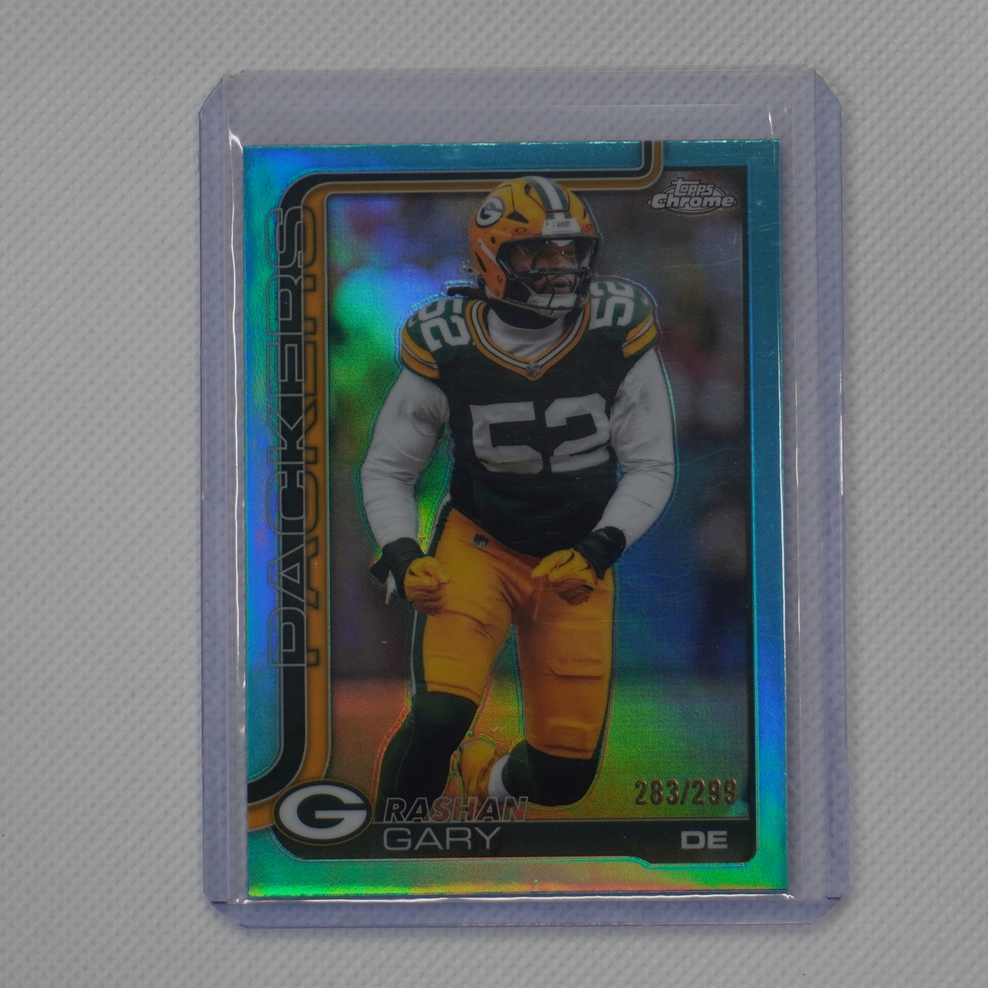 2025 Topps Chrome #111 Rashan Gary Teal Refractor #/299 Green Bay Packers SN