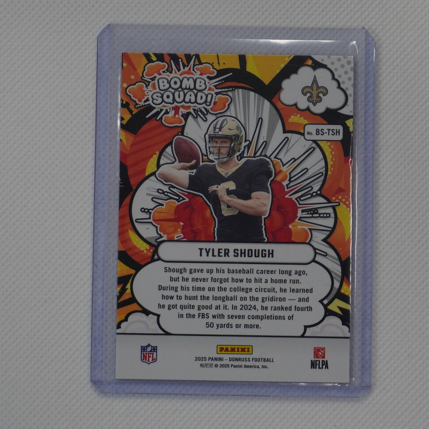 2025 Donruss #BS-TSH Tyler Shough Bomb Squad New Orleans Saints