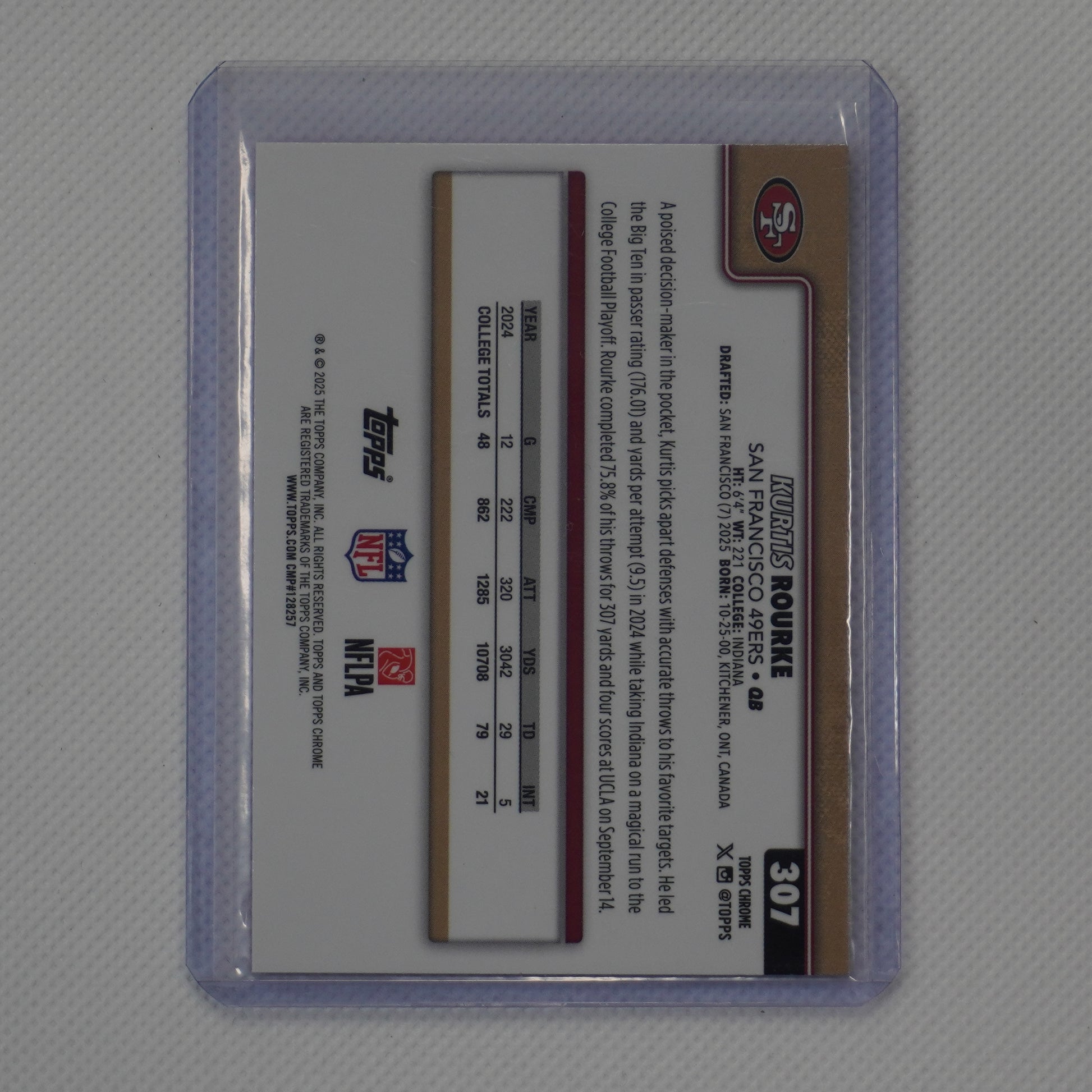 2025 Topps Chrome #307 Kurtis Rourke Pink Refractor #/250 49ers