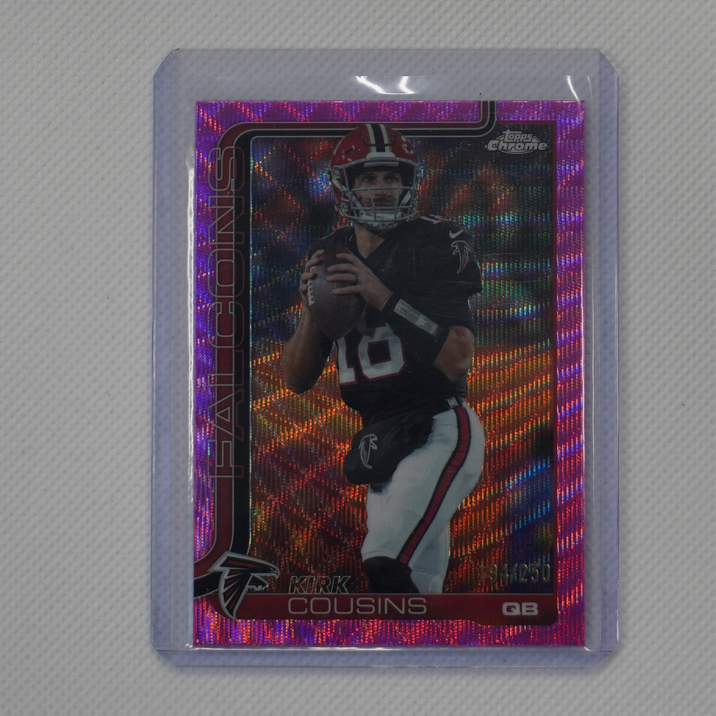 2025 Topps Chrome #13 Kirk Cousins Pink Wave Refractor #/250 Atlanta Falcons SN