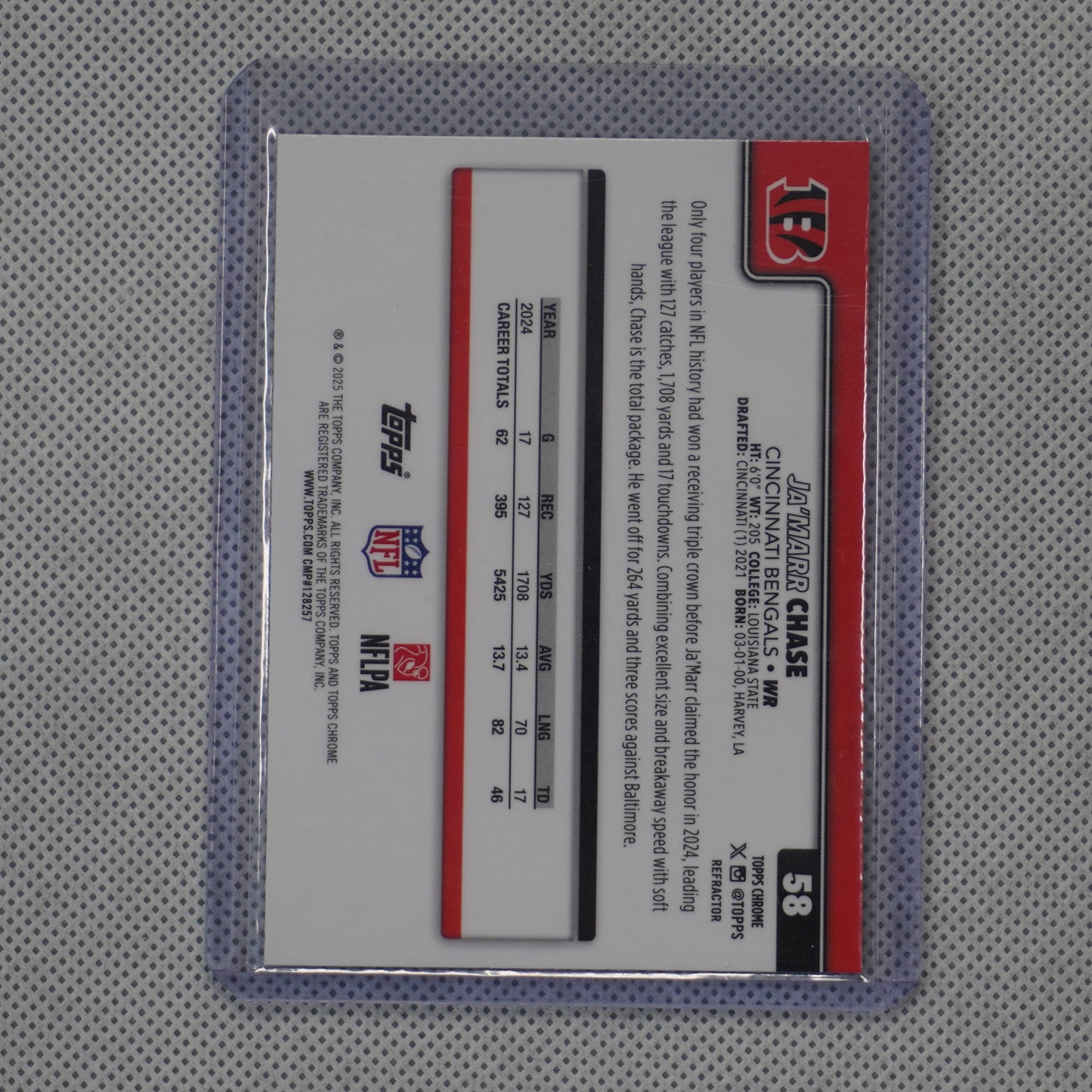 2025 Topps Chrome #58 Ja'Marr Chase Refractor Cincinnati Bengals