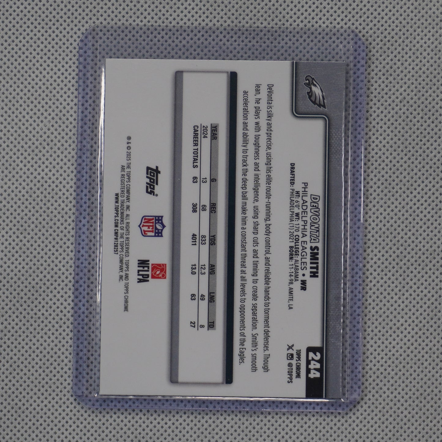 2025 Topps Chrome #244 DeVonta Smith Lime Green X-Fractor Philadelphia Eagles