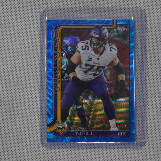 2025 Topps Chrome #196 Brian O'Neill Blue Wave Refractor #/150 Vikings SN