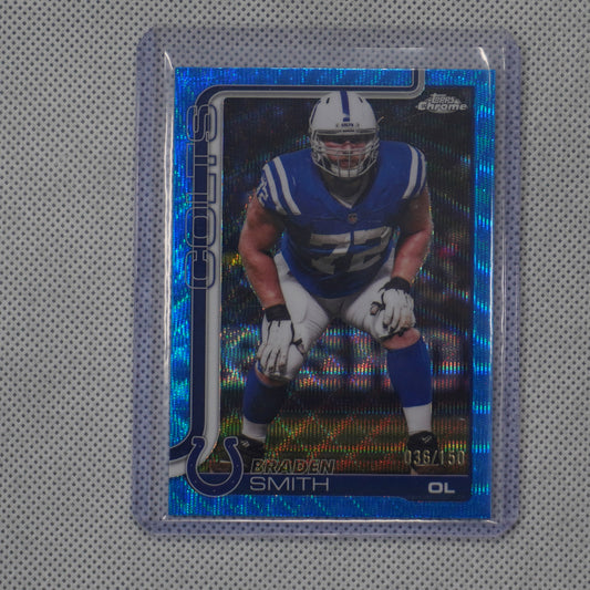 2025 Topps Chrome #134 Braden Smith Blue Wave Refractor #/150 Colts SN
