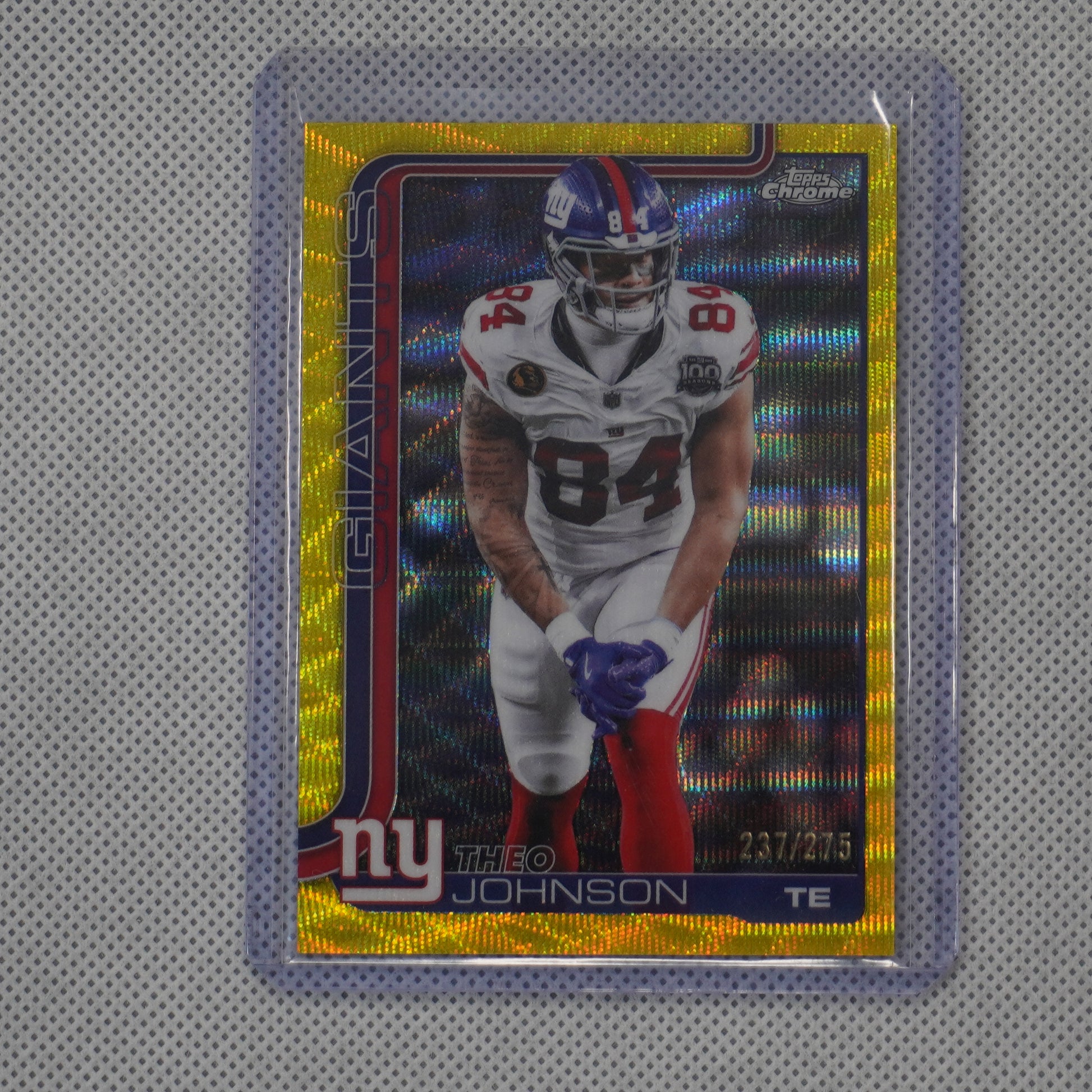 2025 Topps Chrome #233 Theo Johnson Yellow Wave Refractor #/275 NYG