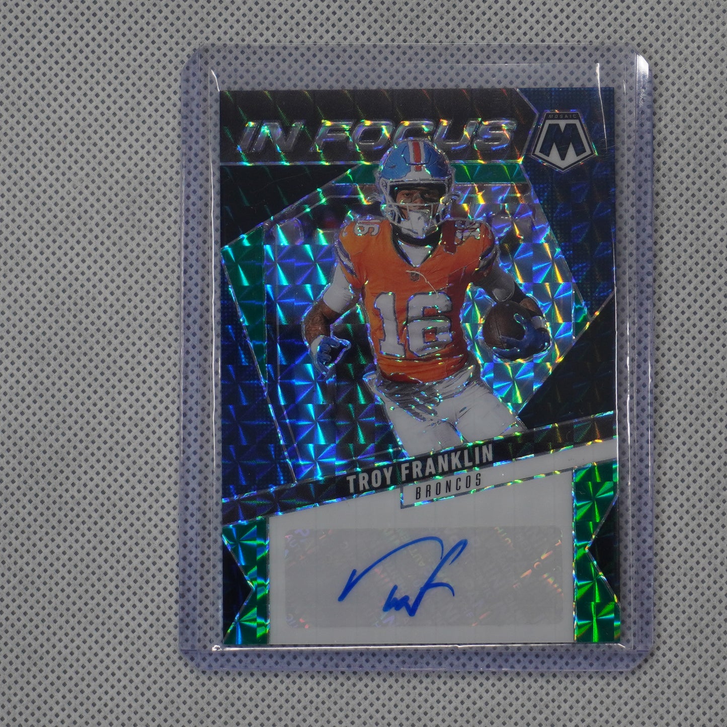 2025 Panini Mosaic #IFS-TFN Troy Franklin In Focus Fusion Green Black #/25