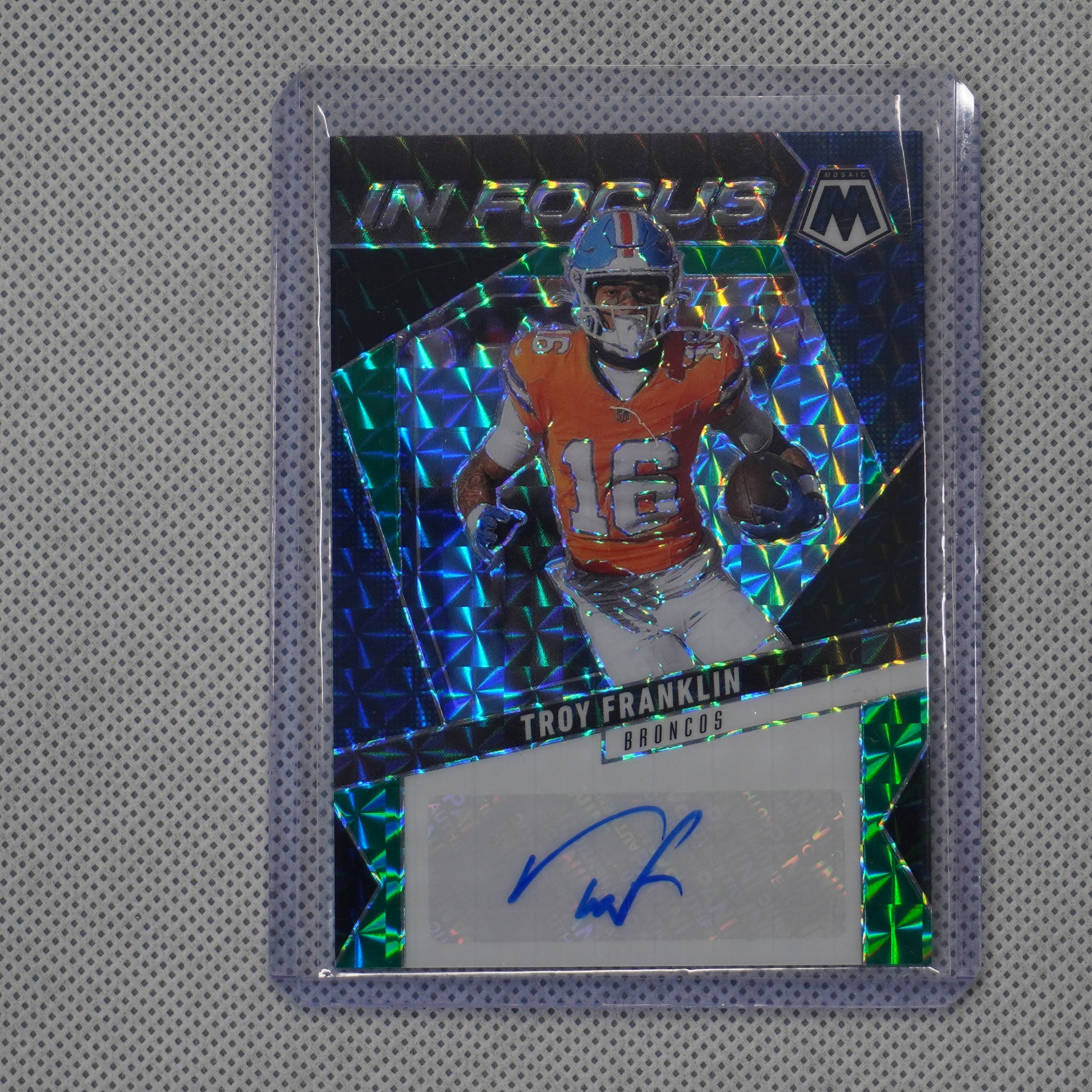 2025 Panini Mosaic #IFS-TFN Troy Franklin In Focus Fusion Green Black #/25