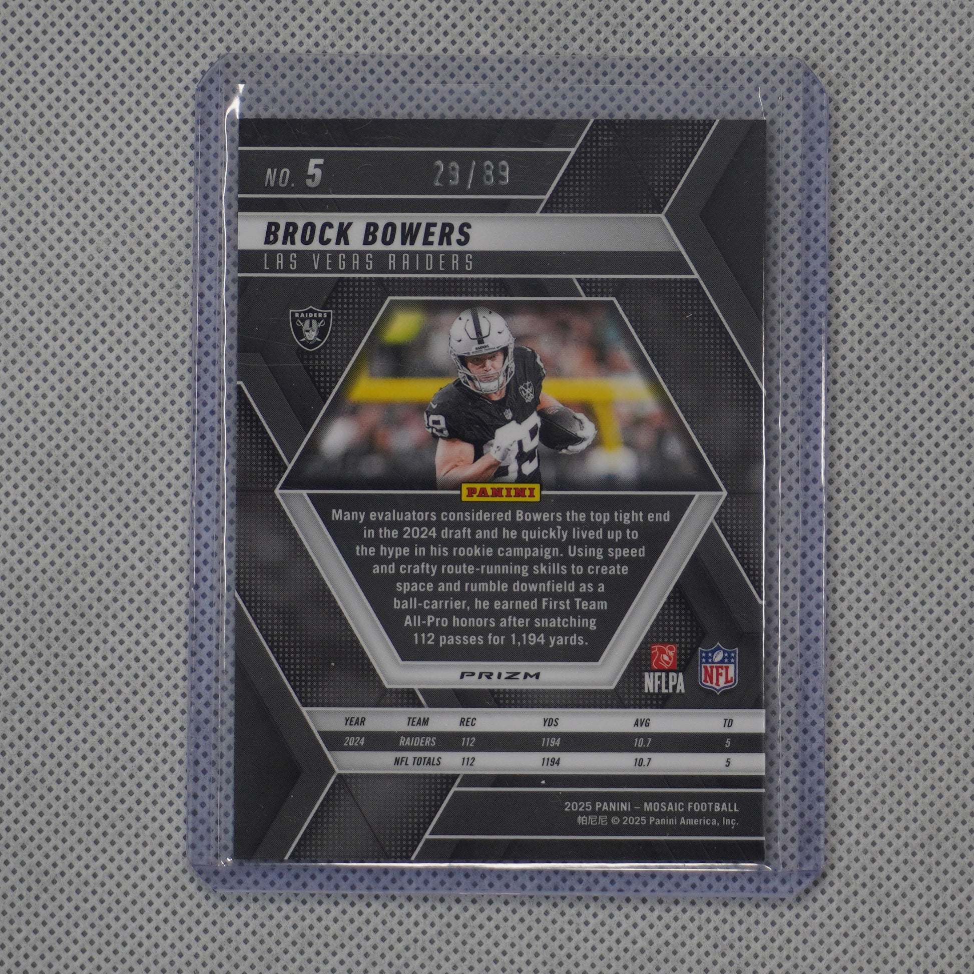2025 Panini Mosaic #5 Brock Bowers Mosaic Choice Red & Yellow #/89 Raiders