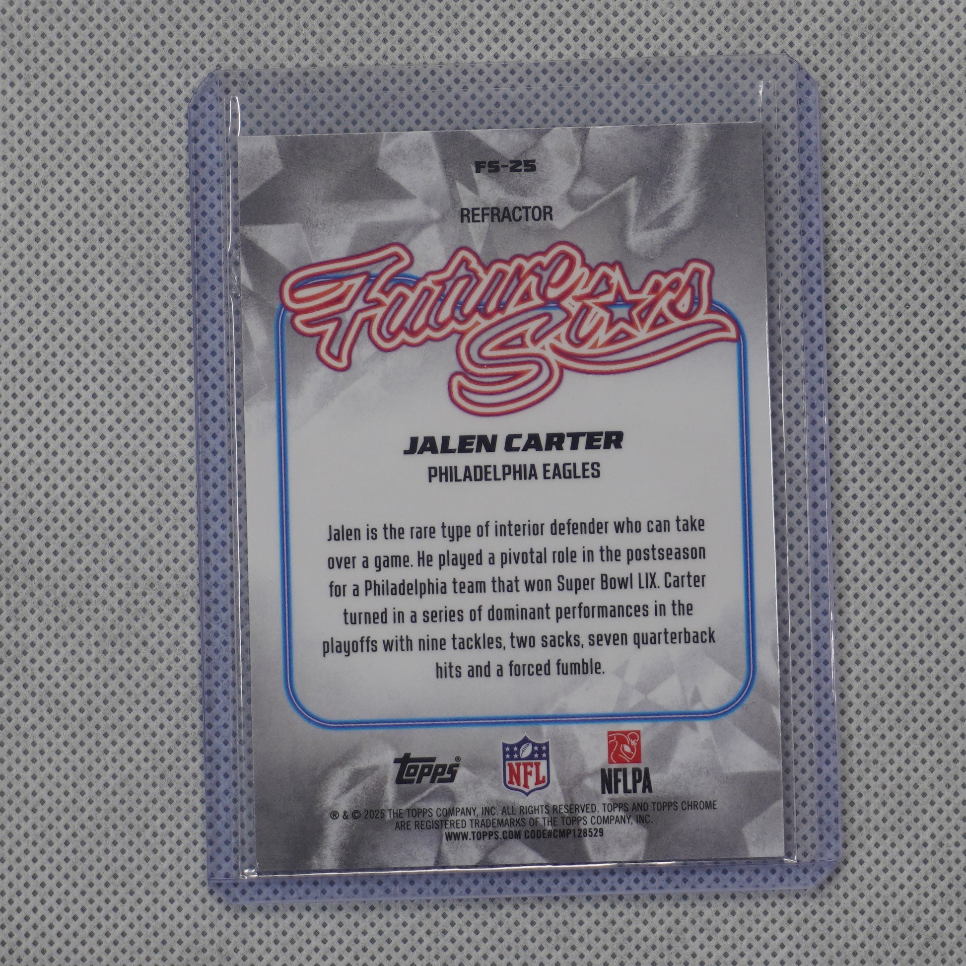 2025 Topps Chrome #FS-25 Jalen Carter Future Stars Refractor Philadelphia Eagles