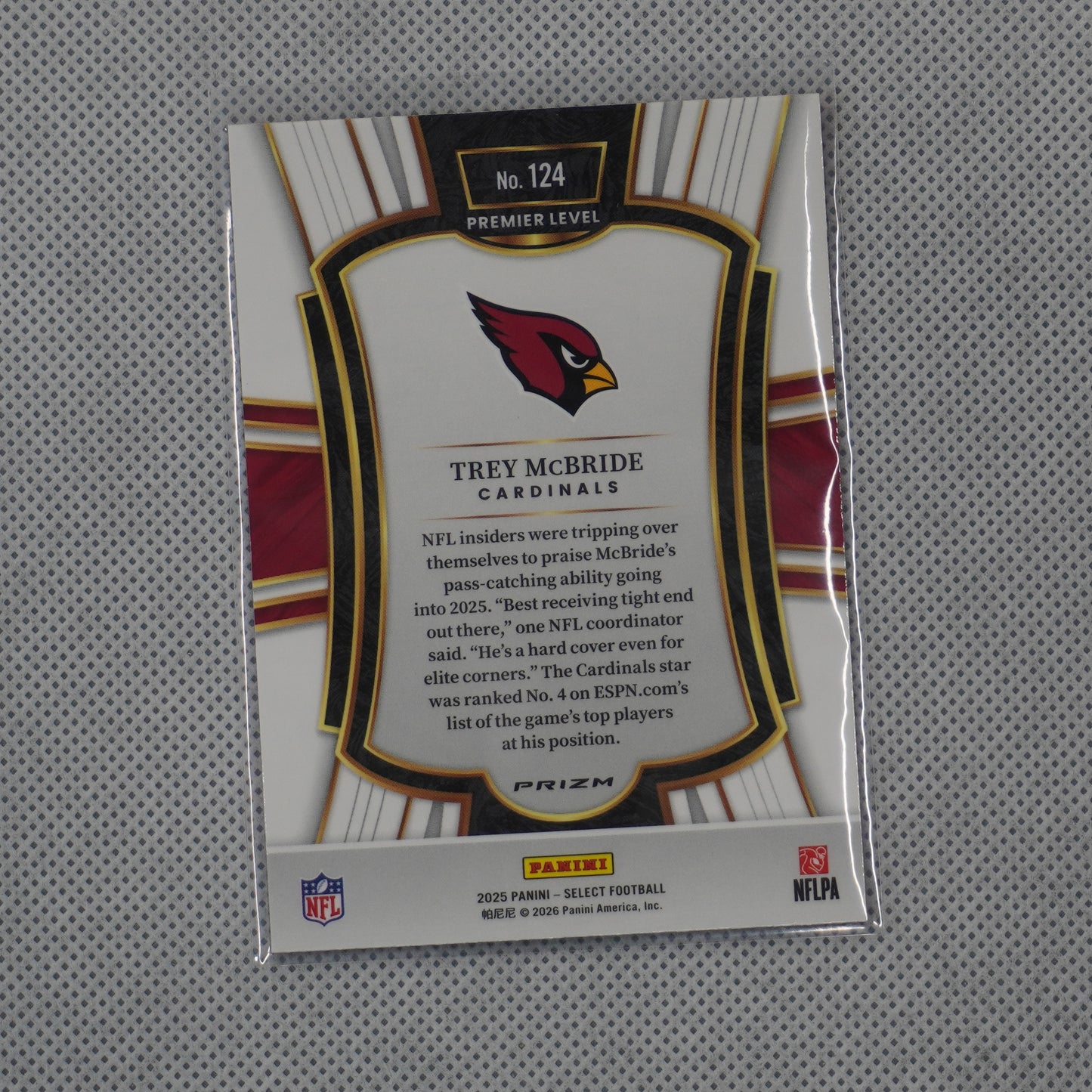 2025 Panini Select #124 Trey McBride Pink Prizm Shock Arizona Cardinals