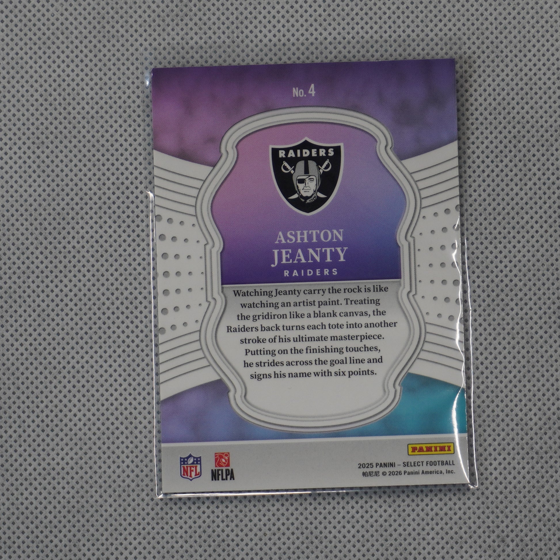 2025 Panini Select #4 Ashton Jeanty Select Certified Rookies Raiders