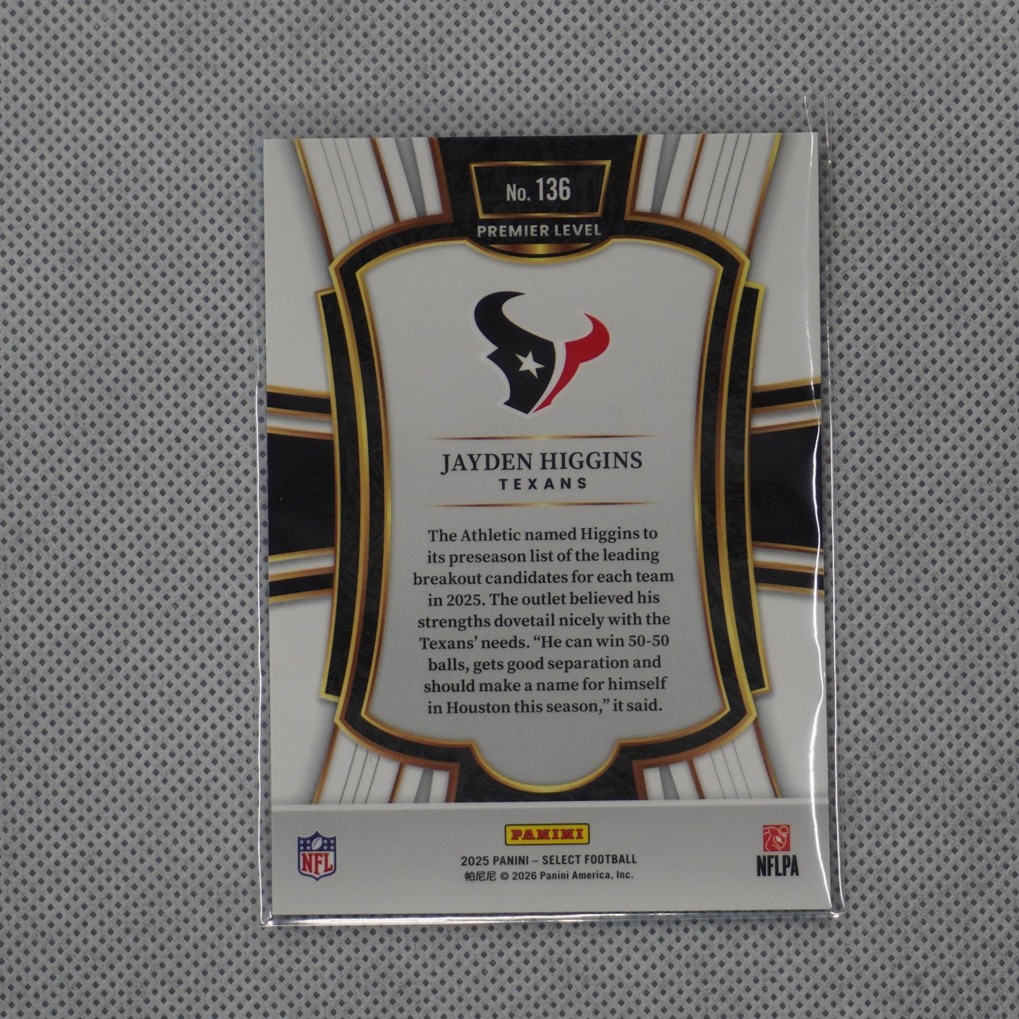 2025 Panini Select #136 Jayden Higgins Houston Texans
