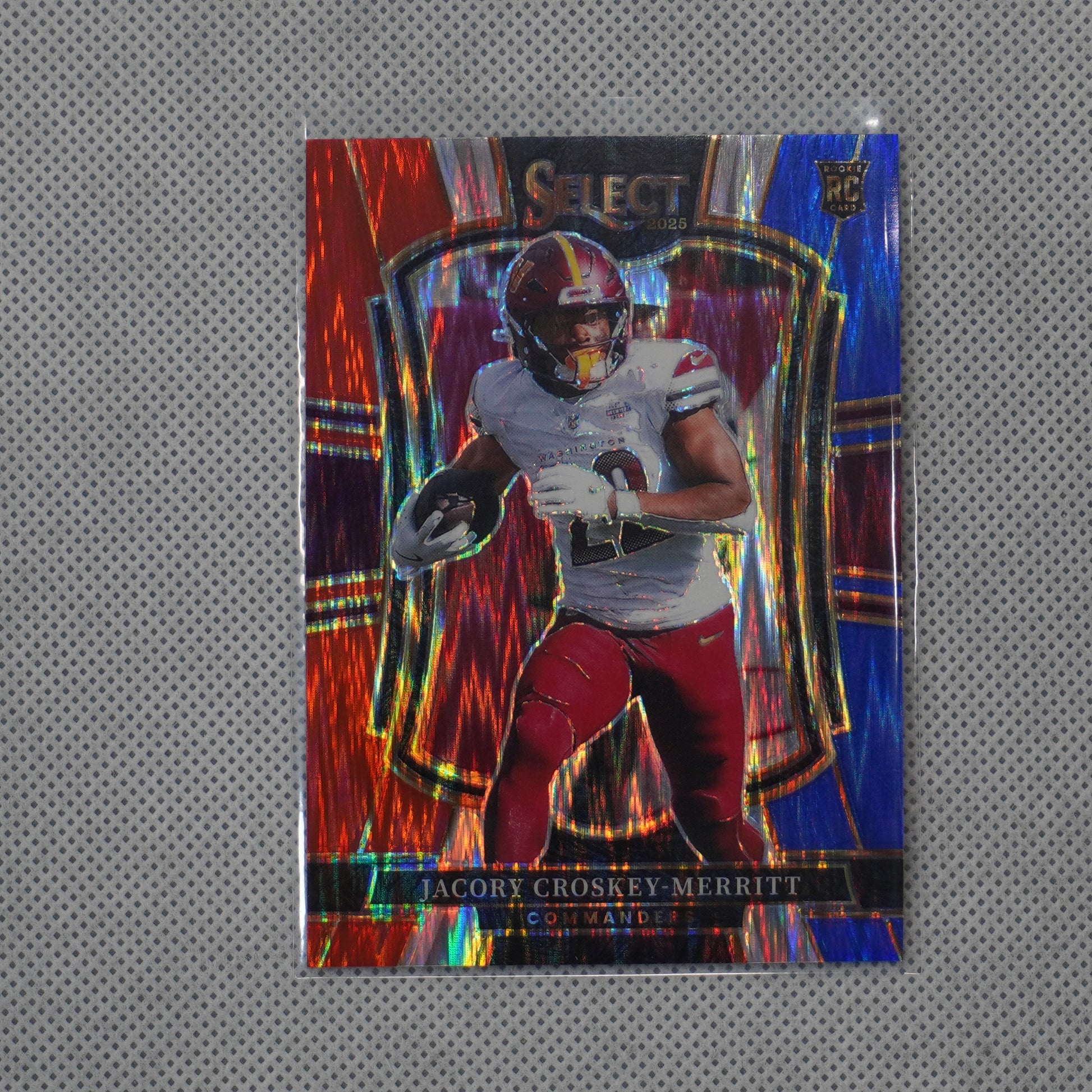 2025 Panini Select #188 Jacory Croskey-Merritt Red and Blue Prizm Shock