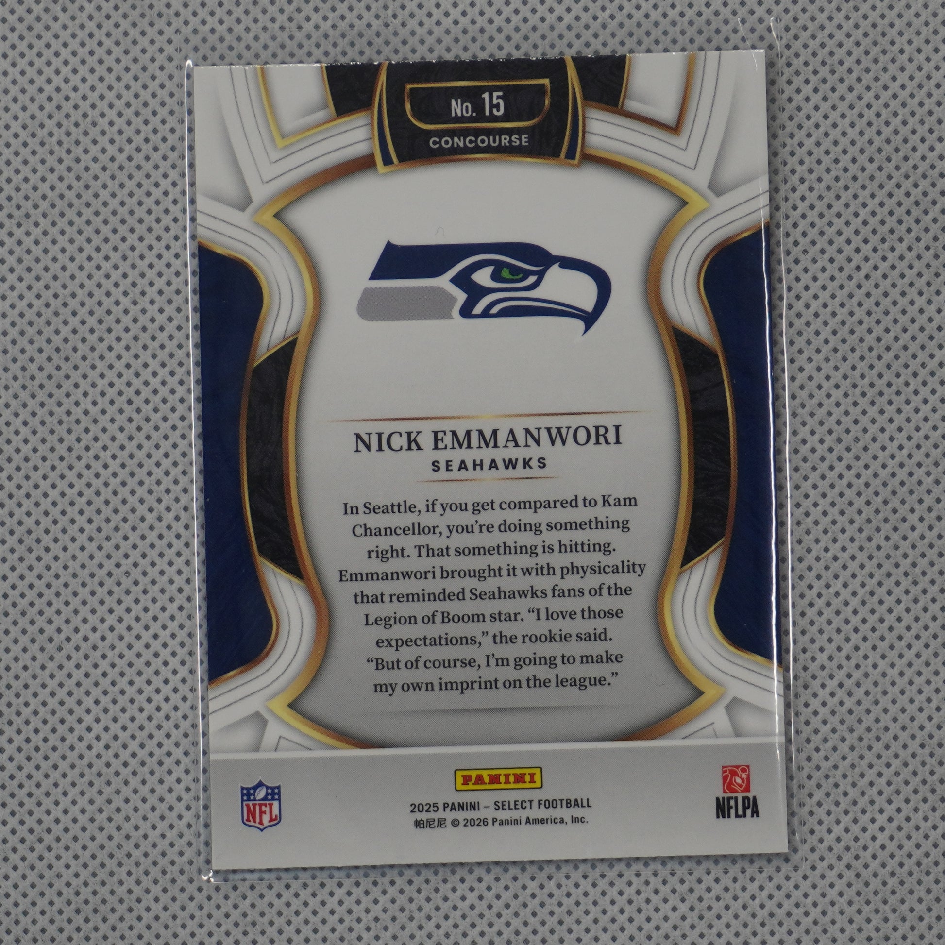 2025 Panini Select #15 Nick Emmanwori Seattle Seahawks RC