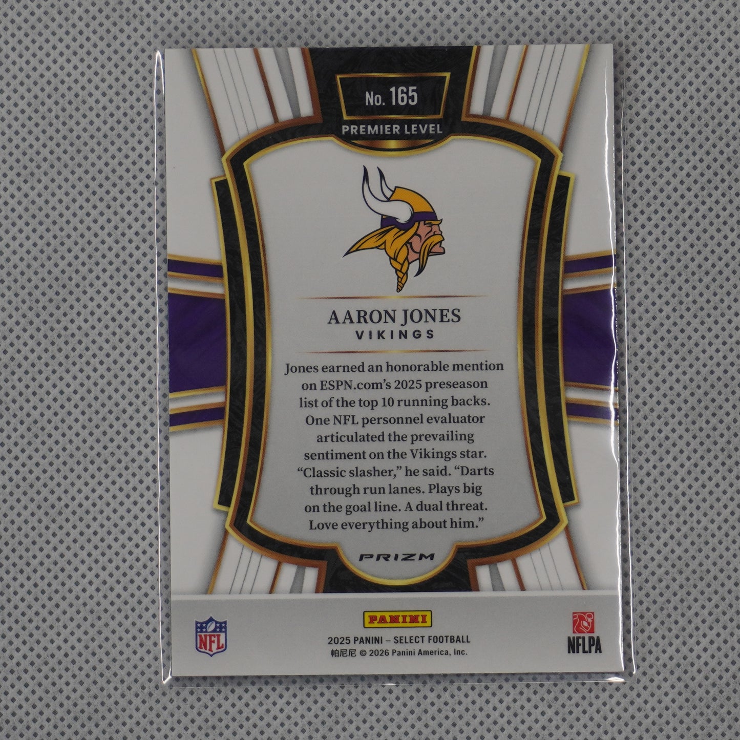 2025 Panini Select #165 Aaron Jones Pink Prizm Shock Minnesota Vikings