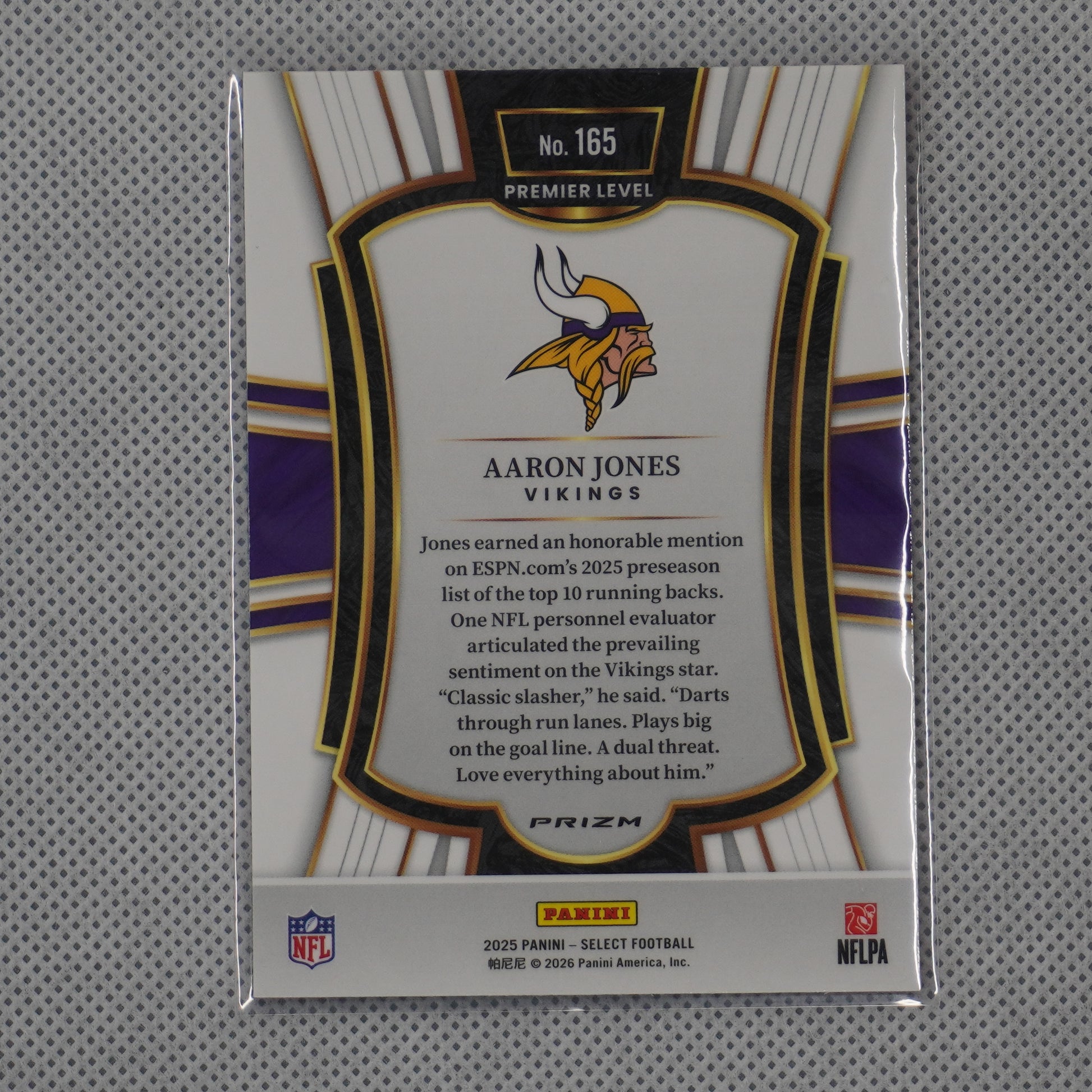 2025 Panini Select #165 Aaron Jones Pink Prizm Shock Minnesota Vikings