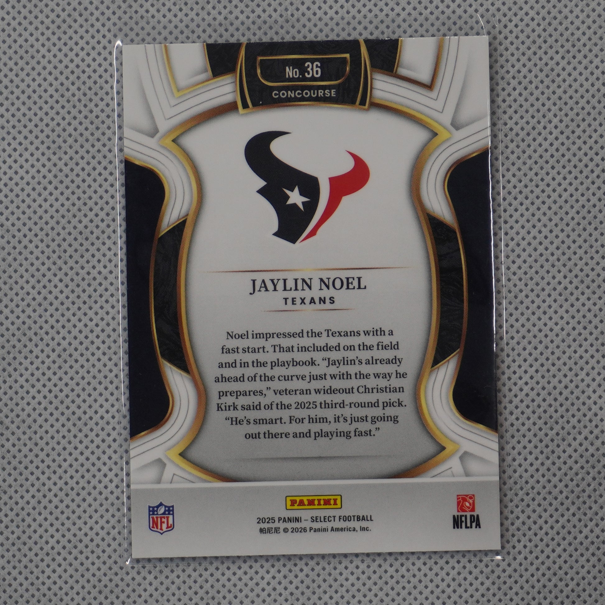 2025 Panini Select #36 Jaylin Noel Houston Texans RC