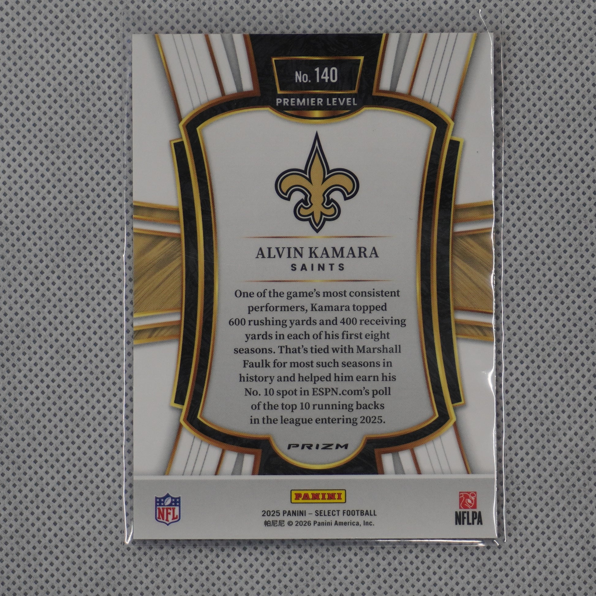 2025 Panini Select #140 Alvin Kamara Pink Prizm Shock New Orleans Saints