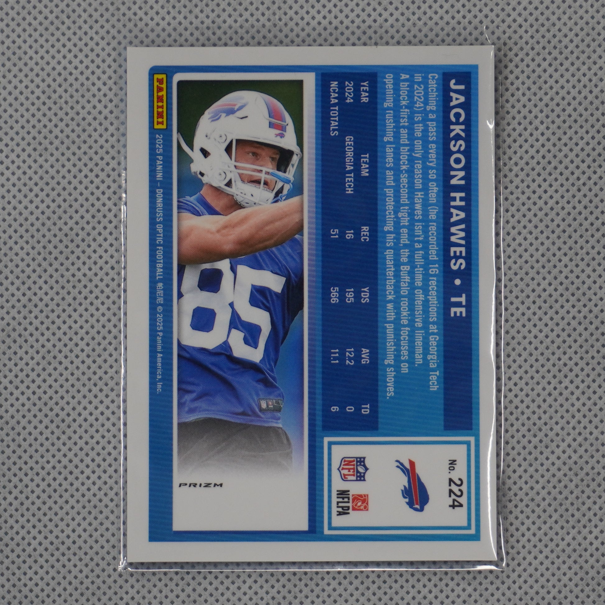 2025 Donruss Optic #224 Jackson Hawes Blue Hyper Buffalo Bills RC