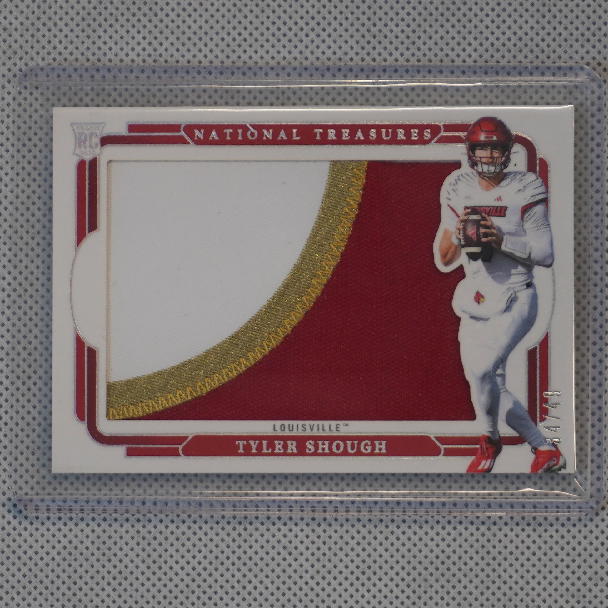 2025 Panini National Treasures Collegiate #RS-TYS Tyler Shough Jumbo Patch #'d/49 Louisville Cardinals SN