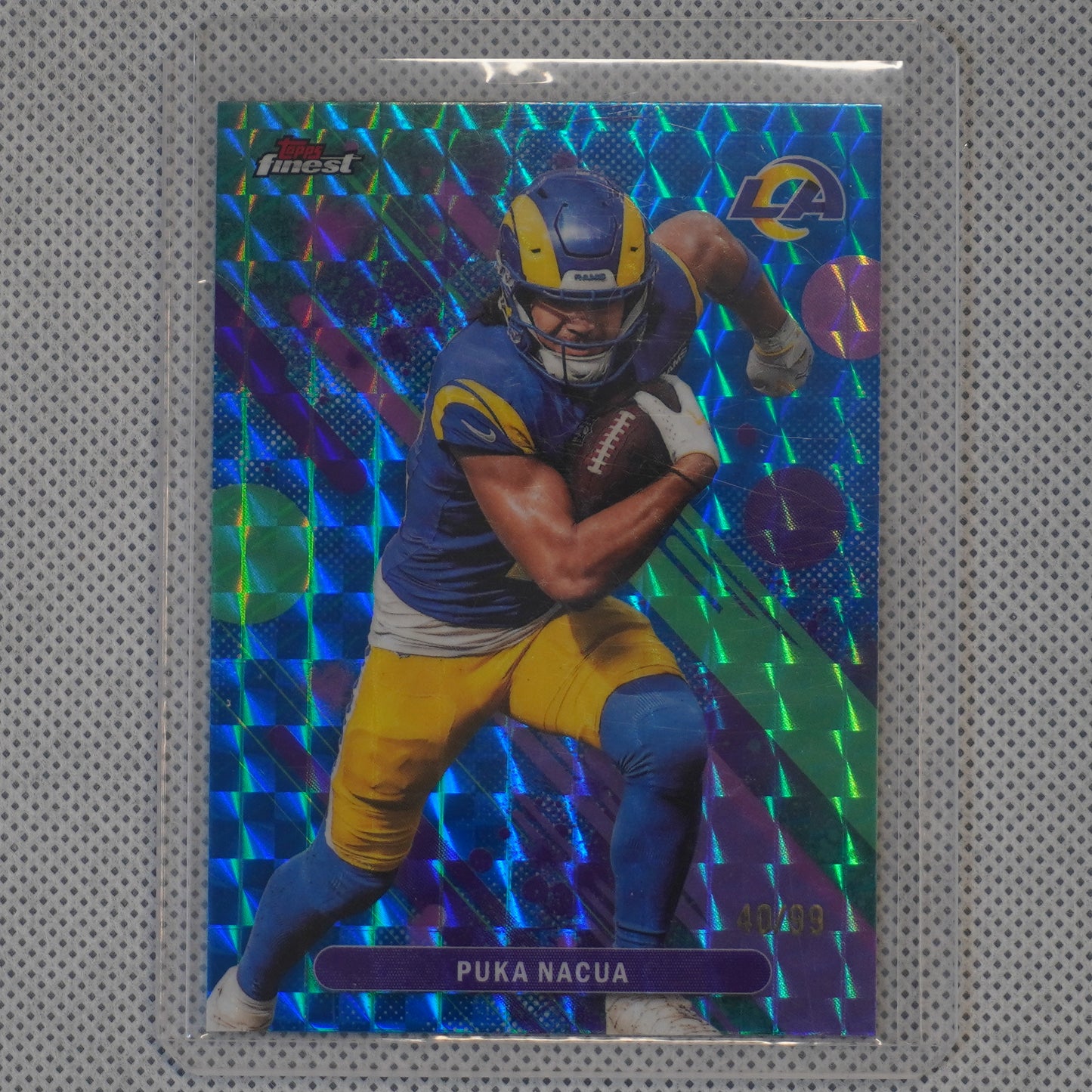2025 Finest #89 Puka Nacua Blue Geometric Refractor #/99 Los Angeles Rams SN