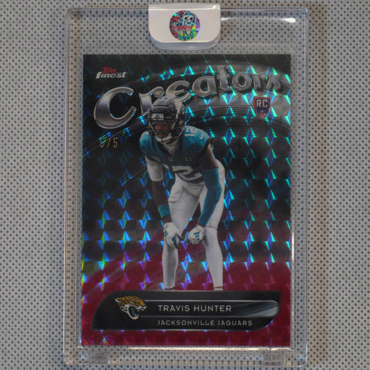 2025 Finest #CR-14 Travis Hunter Creators Red Geometric Refractor #/5 Jacksonville Jaguars SN