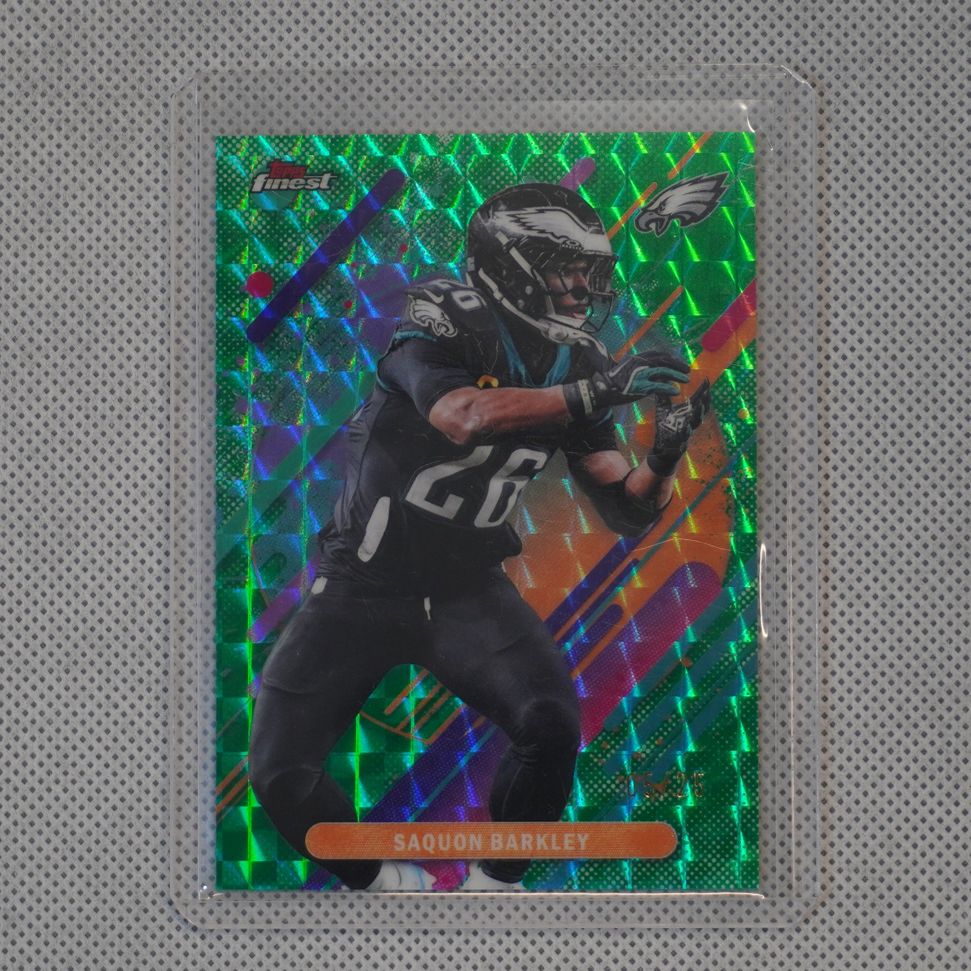 2025 Finest #255 Saquon Barkley Green Geometric Refractor #/25 Philadelphia Eagles SN