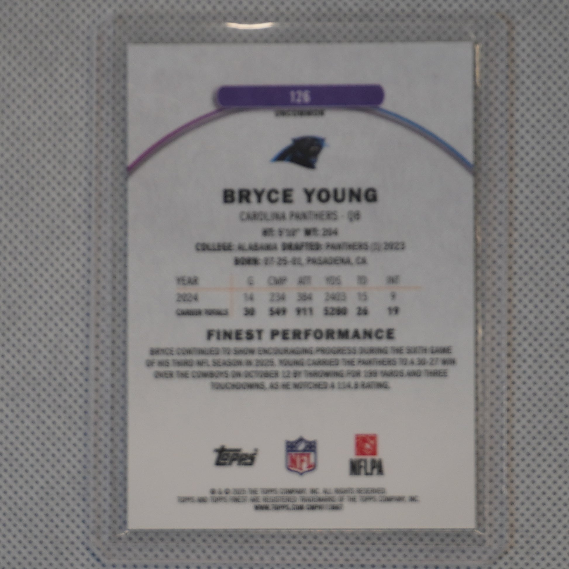 2025 Finest #126 Bryce Young Green Geometric Refractor #/35 Carolina Panthers SN