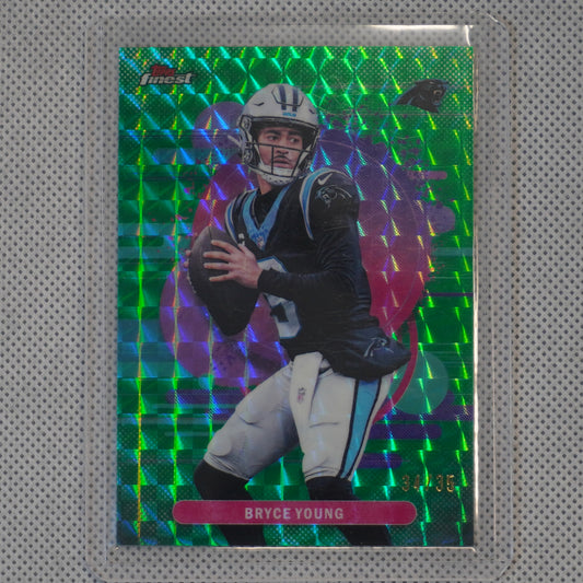 2025 Finest #126 Bryce Young Green Geometric Refractor #/35 Carolina Panthers SN