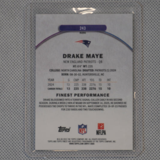 2025 Finest #243 Drake Maye Green Geometric Refractor #/25 New England Patriots SN