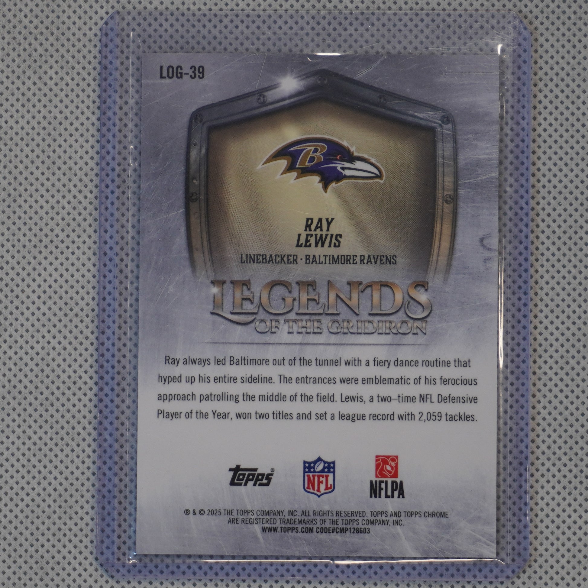 2025 Topps Chrome #LOG-39 Ray Lewis Legends of the Gridiron Orange Refractor #/25 Baltimore Ravens SN