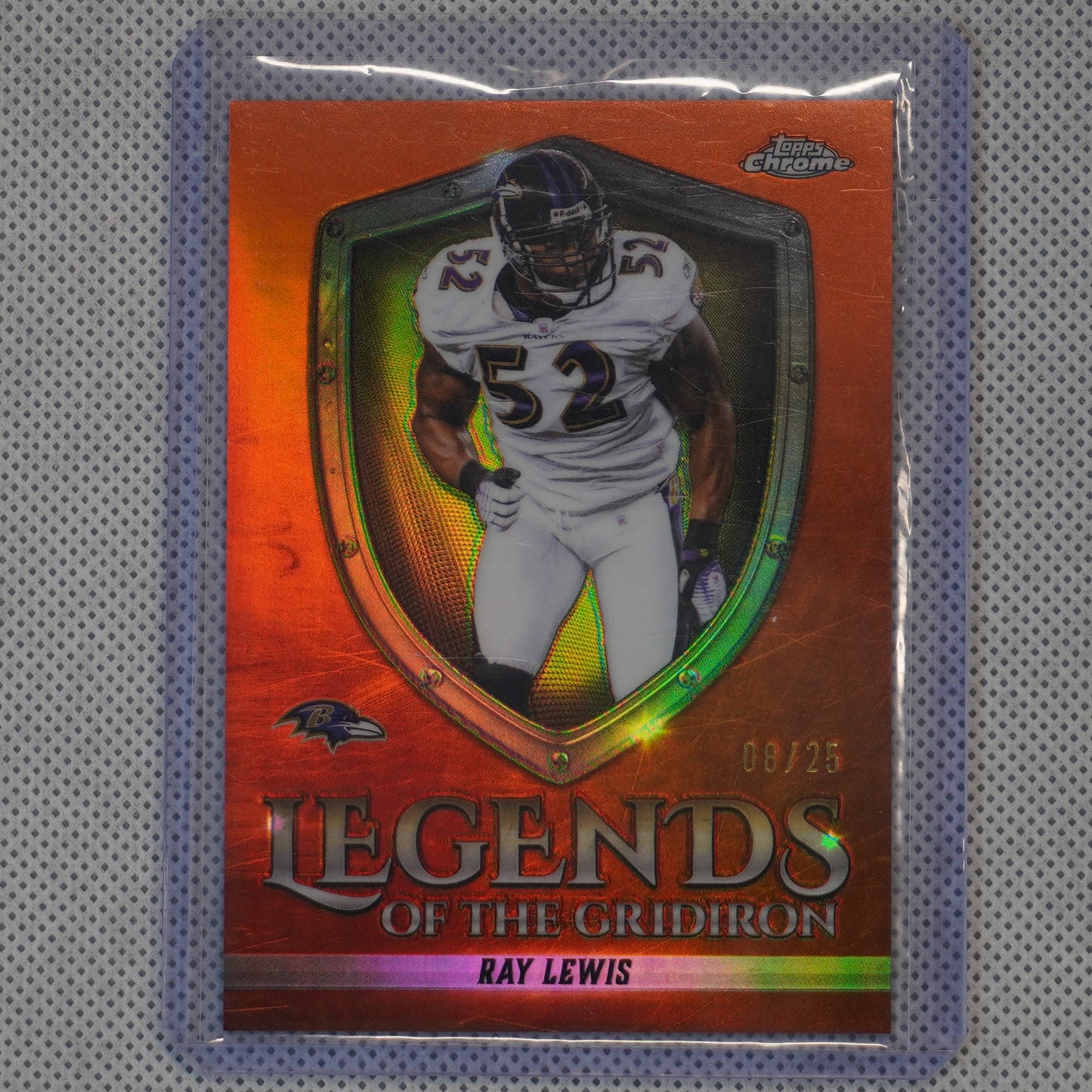 2025 Topps Chrome #LOG-39 Ray Lewis Legends of the Gridiron Orange Refractor #/25 Baltimore Ravens SN