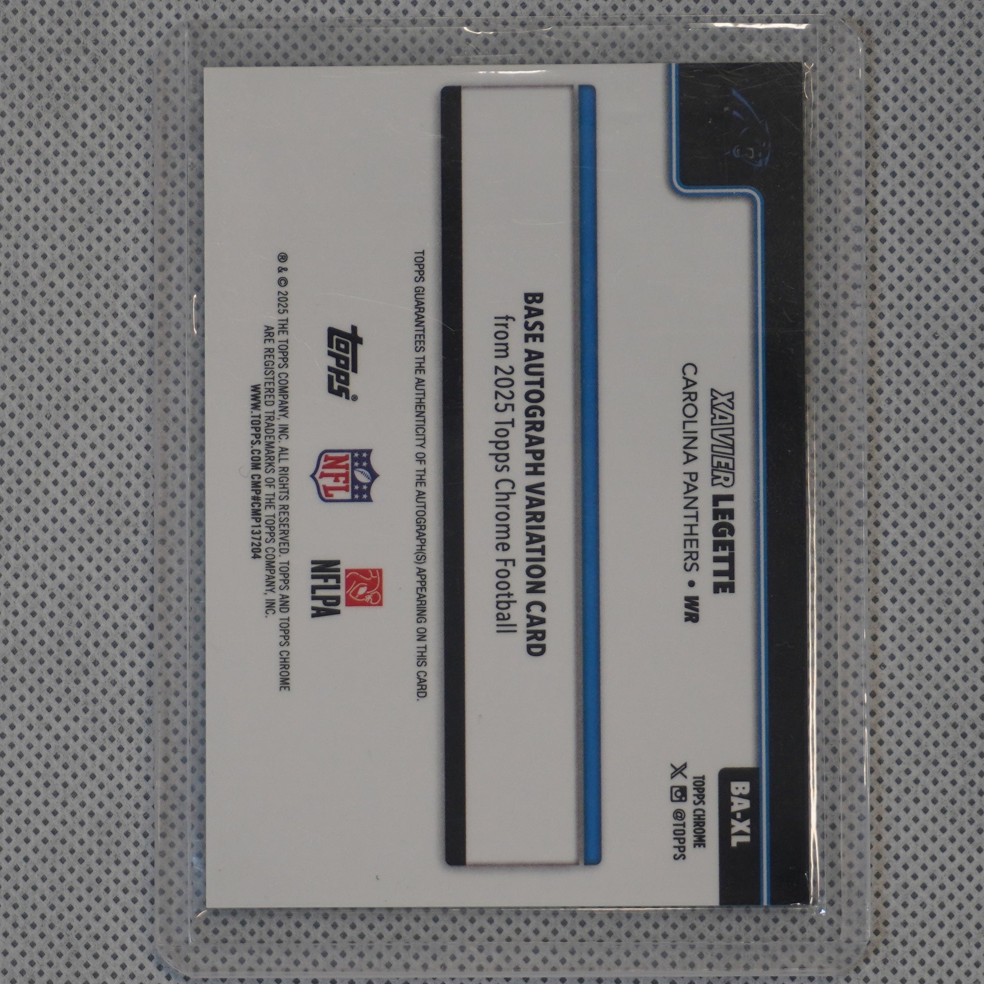 2025 Topps Chrome #38 Xavier Legette Auto Green Geometric Refractor #/99 Carolina Panthers SN.AU