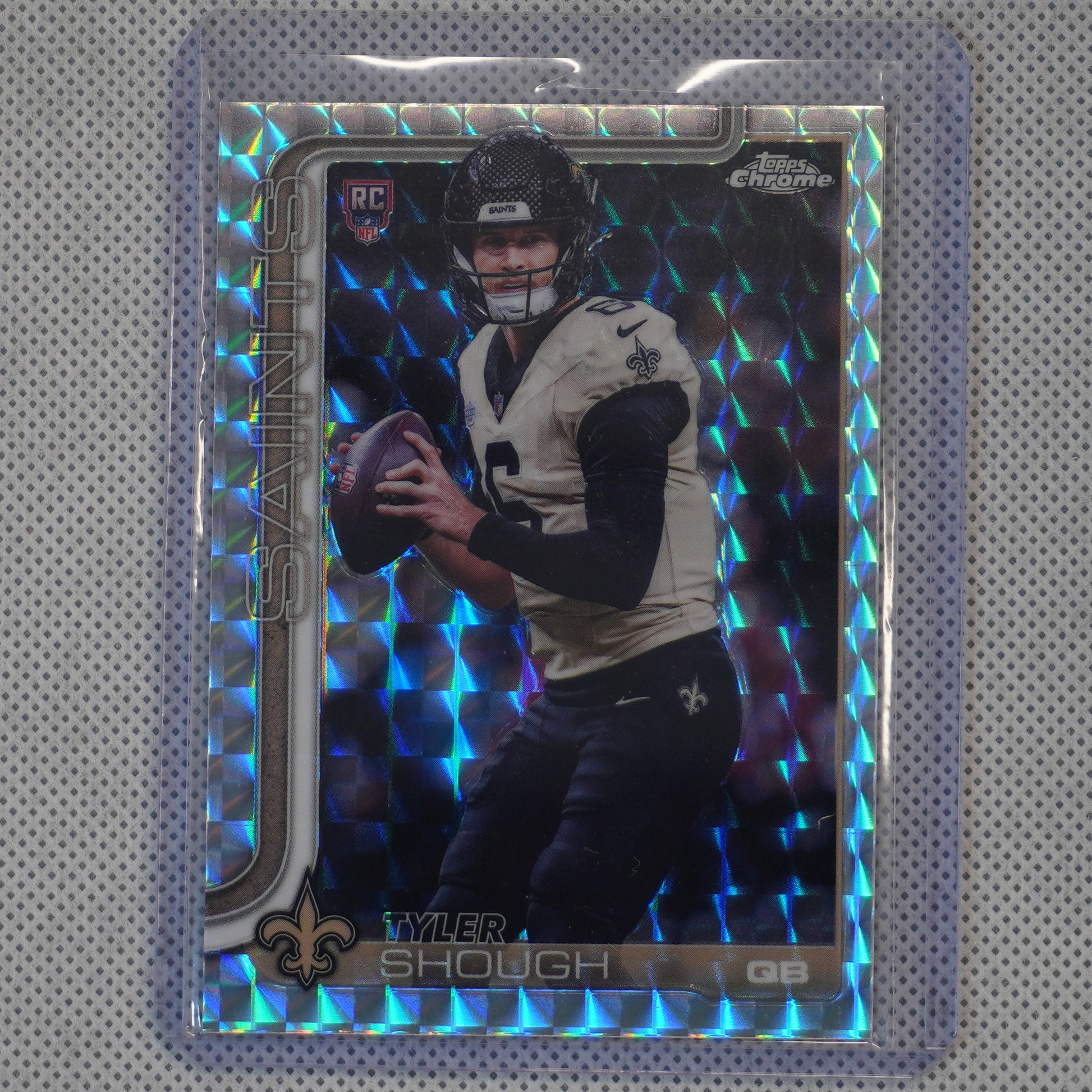 2025 Topps Chrome #398 Tyler Shough Geometric Refractor New Orleans Saints RC