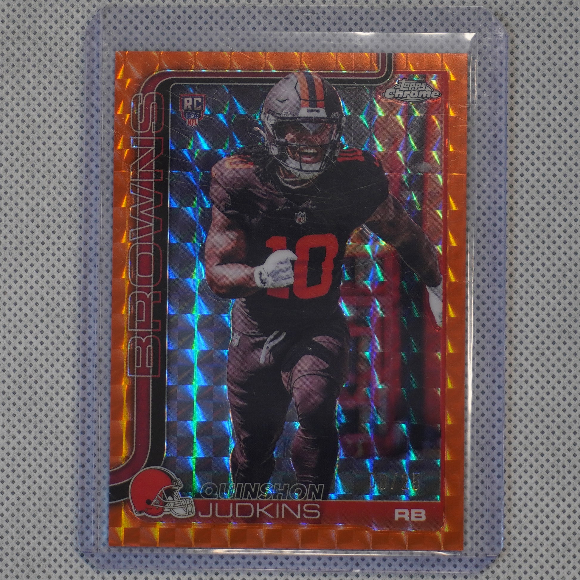 2025 Topps Chrome #325 Quinshon Judkins Orange Geometric Refractor #/25 Cleveland Browns SN.RC