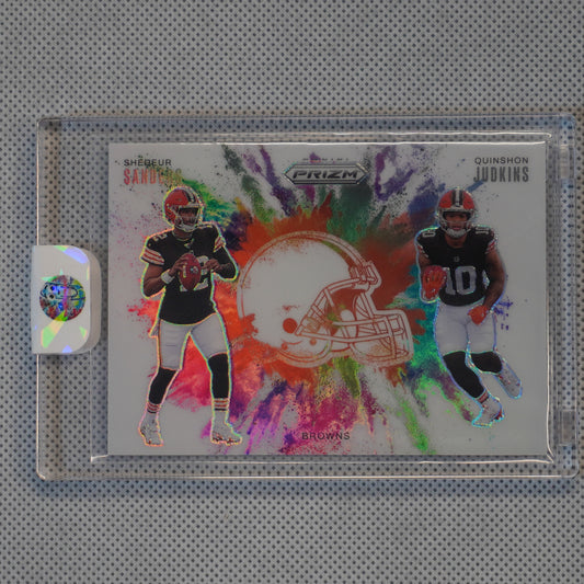 2025 Panini Prizm #8 Quinshon Judkins / Shedeur Sanders Color Blast Duals Cleveland Browns