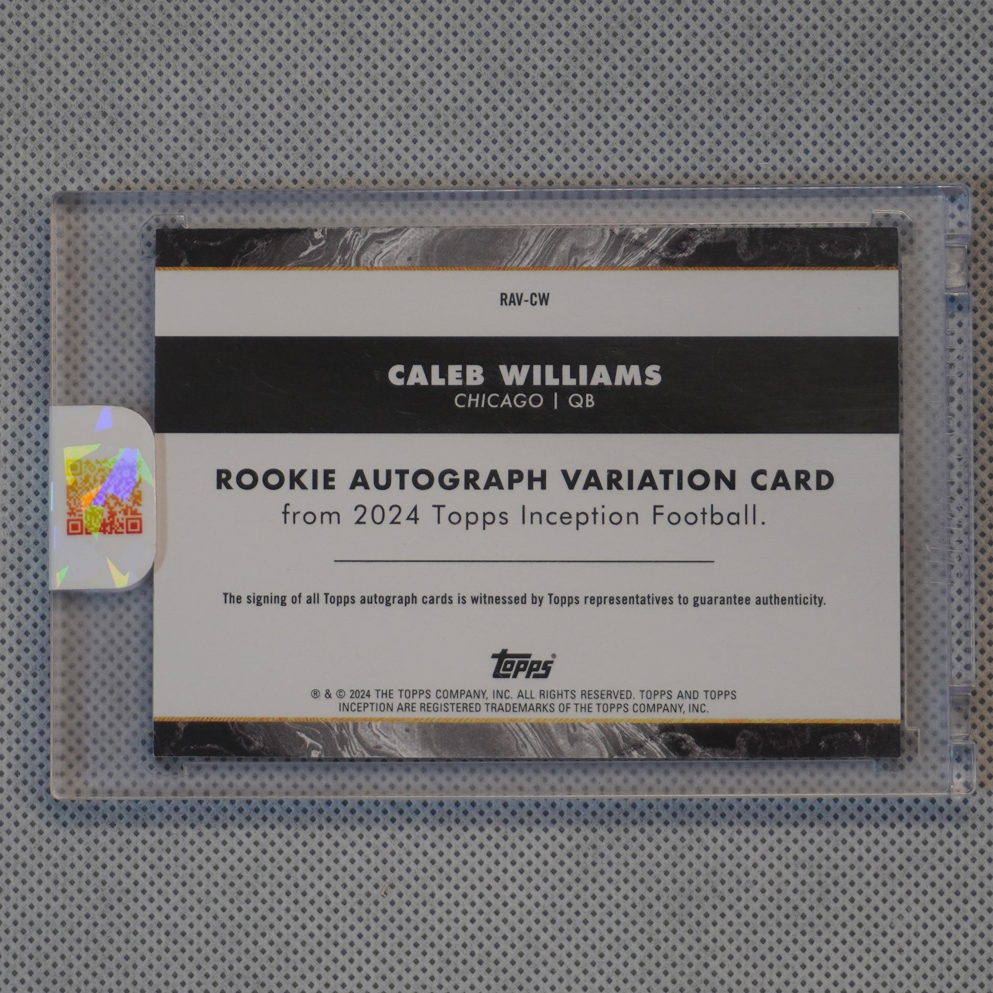 2024 Topps Inception #RAV-CW Caleb Williams Rookie Autographs Variations #/50 Chicago Bears SN.AU
