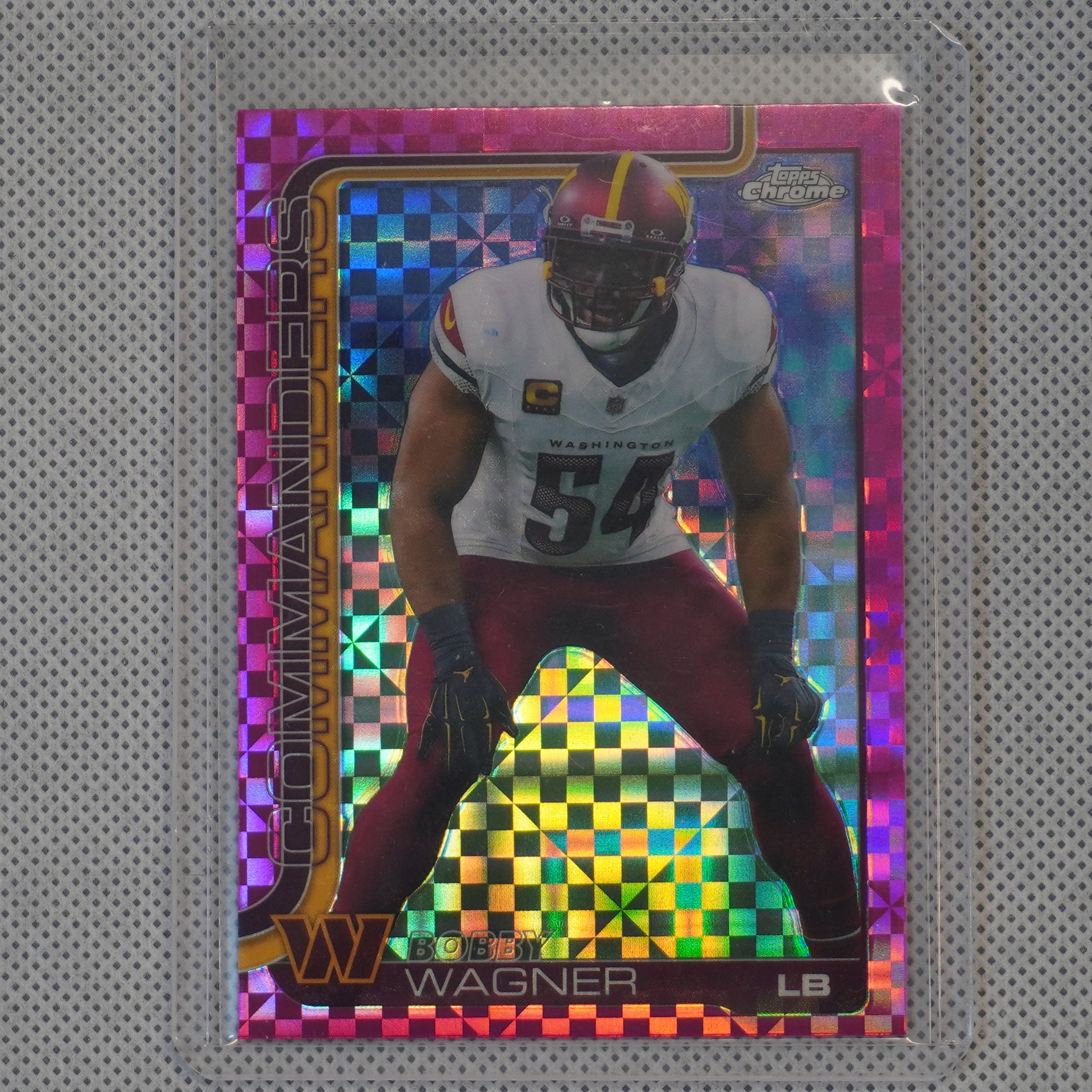 2025 Topps Chrome #299 Bobby Wagner Hot Pink X-Fractor Washington Commanders