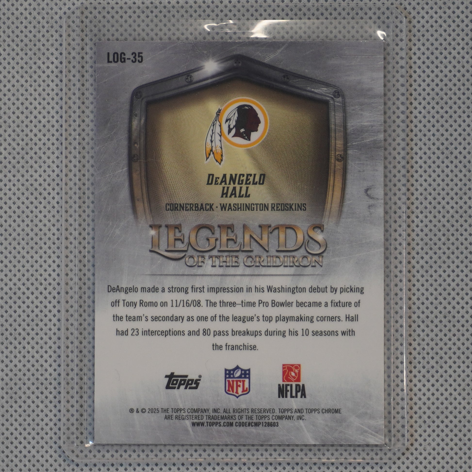 2025 Topps Chrome #LOG-35 DeAngelo Hall Legends of the Gridiron Pink Refractor #/250 Washington Redskins SN