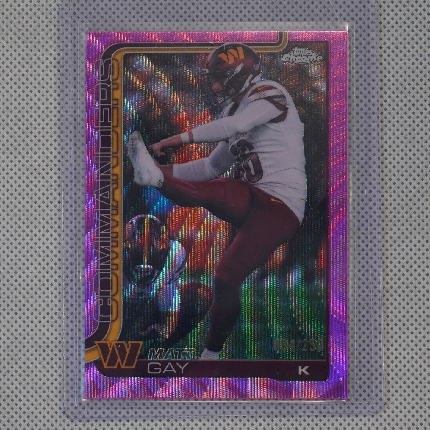 2025 Topps Chrome #300 Matt Gay Pink Wave Refractor #/250 Washington Commanders SN